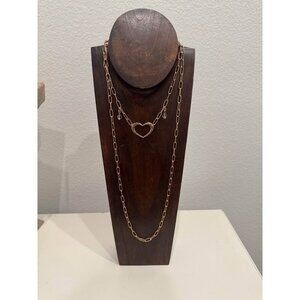 Brand New Katia Designs Goldtone heart layering necklace with magnetic closure